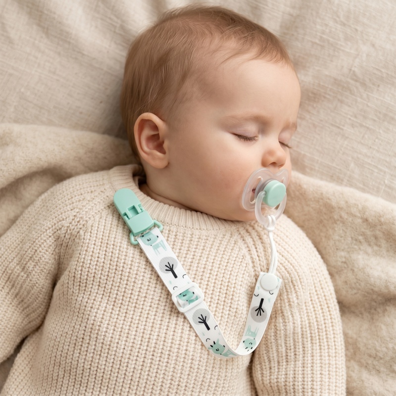 Baby Pacifier Clip - Catenelle Portaciuccio con Bottone Fisso, Nastro