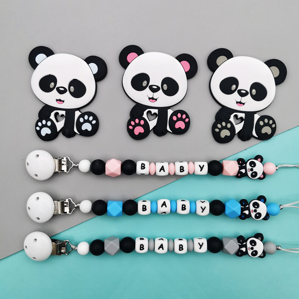 Baby Pacifier Clip - Panda personalizzato inglese lettera in silicone