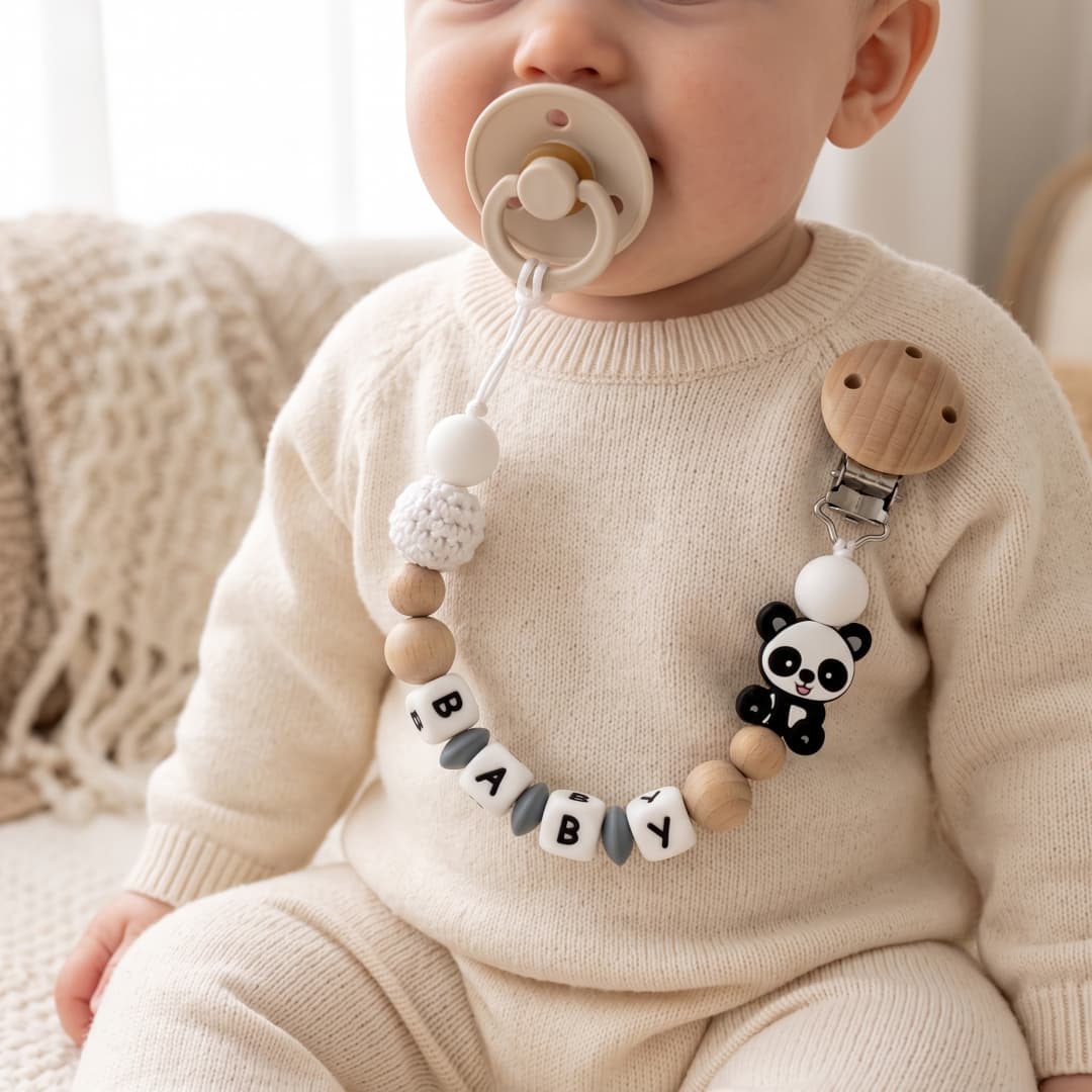 Baby Pacifier Clip - Catenella Portaciuccio Personalizzata in Legno e
